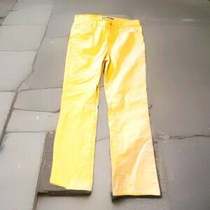 Womens Size 12 High Waist Vintage Y2K Express Precision Fit Yellow Jeans Bootcut
